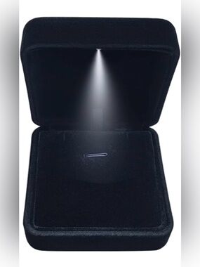 Black Velvet Jewelry Box with Interior Spotlight